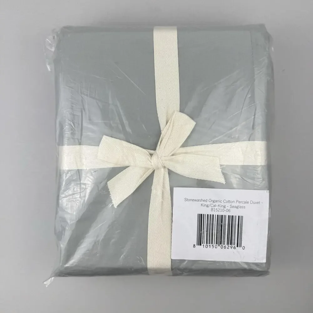 The Citizenry Stonewashed Organic Percale Duvet Cover King/Cal King Seaglass NEW